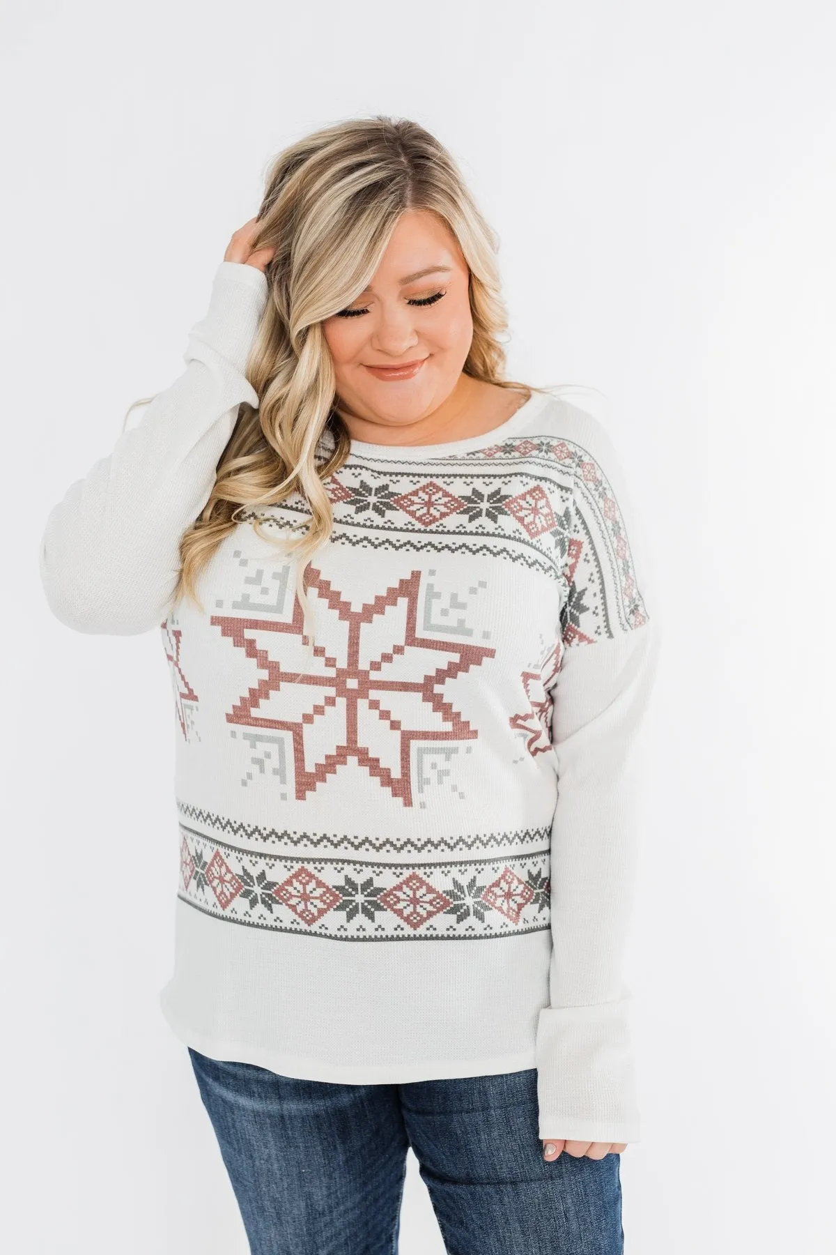 Winter Wonderland Thermal Top- Ivory