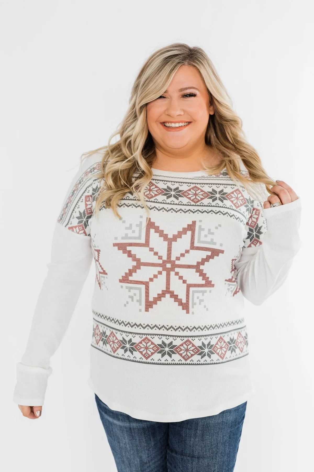 Winter Wonderland Thermal Top- Ivory