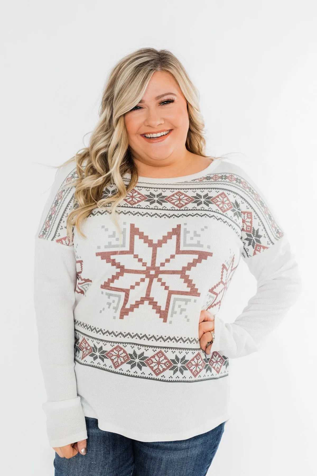 Winter Wonderland Thermal Top- Ivory