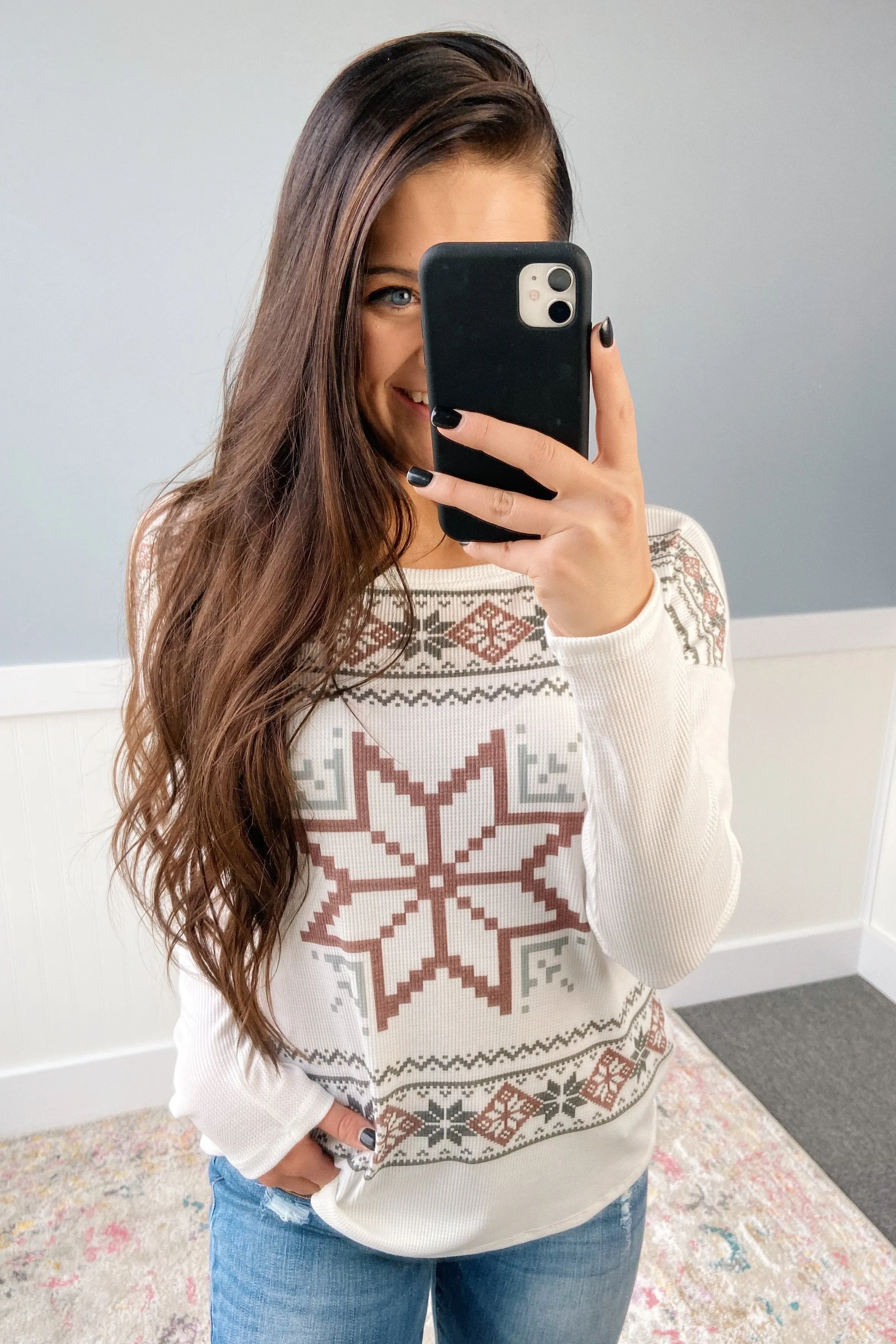 Winter Wonderland Thermal Top- Ivory