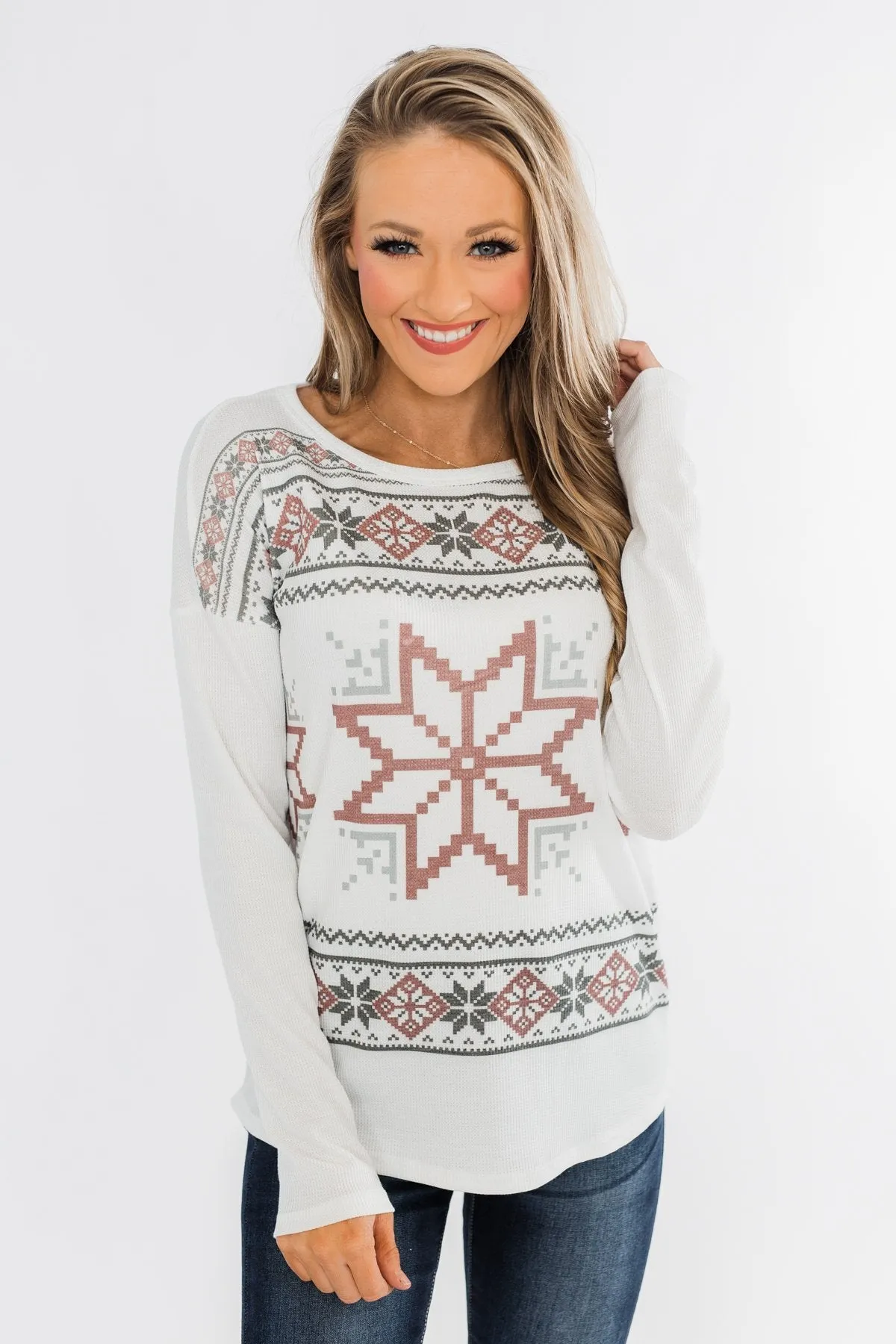 Winter Wonderland Thermal Top- Ivory