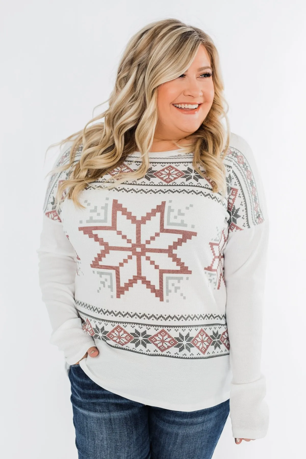 Winter Wonderland Thermal Top- Ivory
