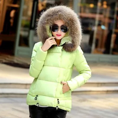 Women Fur Collar Hooded down Jacket cold weather winter warm cotton coat fashion casual warm hooded jacket snow overcoat coat
