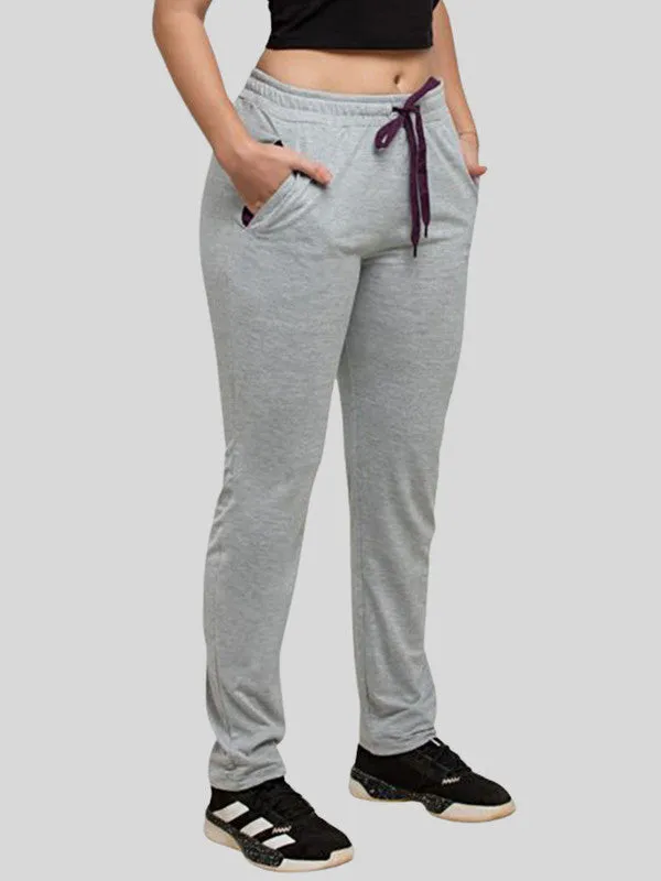 Women Light Grey Melange Solid Track Pants & Joggers WALKIN TRACK_LG-ML