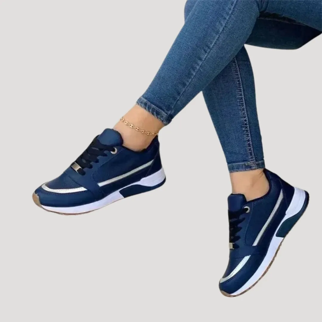 Women stylish metallic accent trainers