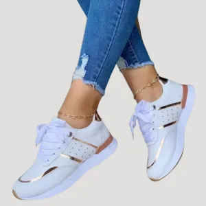 Women stylish metallic accent trainers