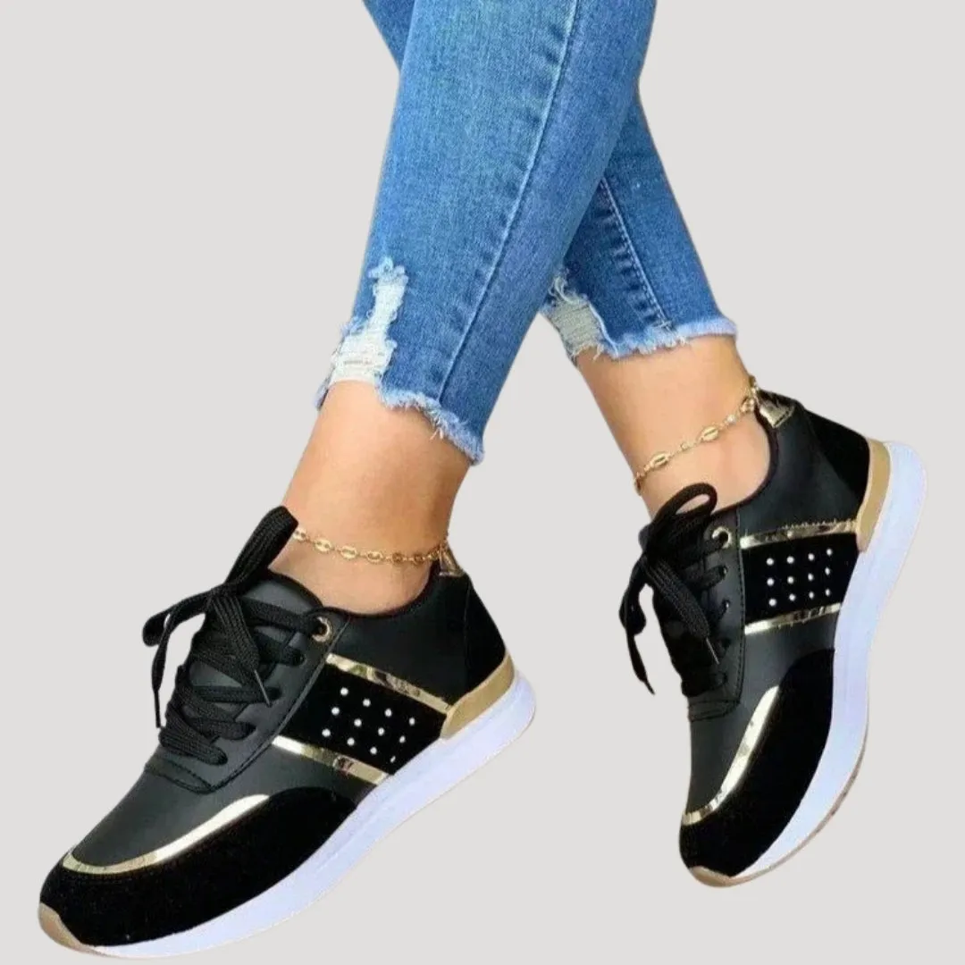 Women stylish metallic accent trainers