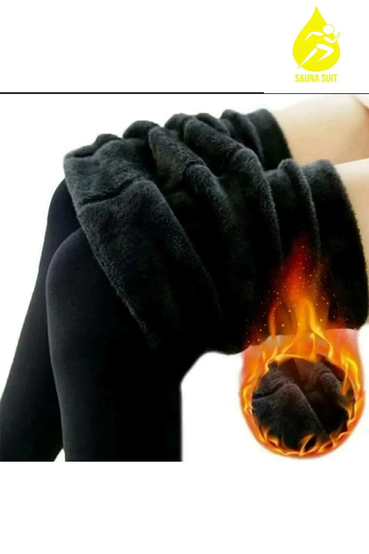 Women's Black Original Plush Winter Gathering Flexible Soft Thermal Leggings