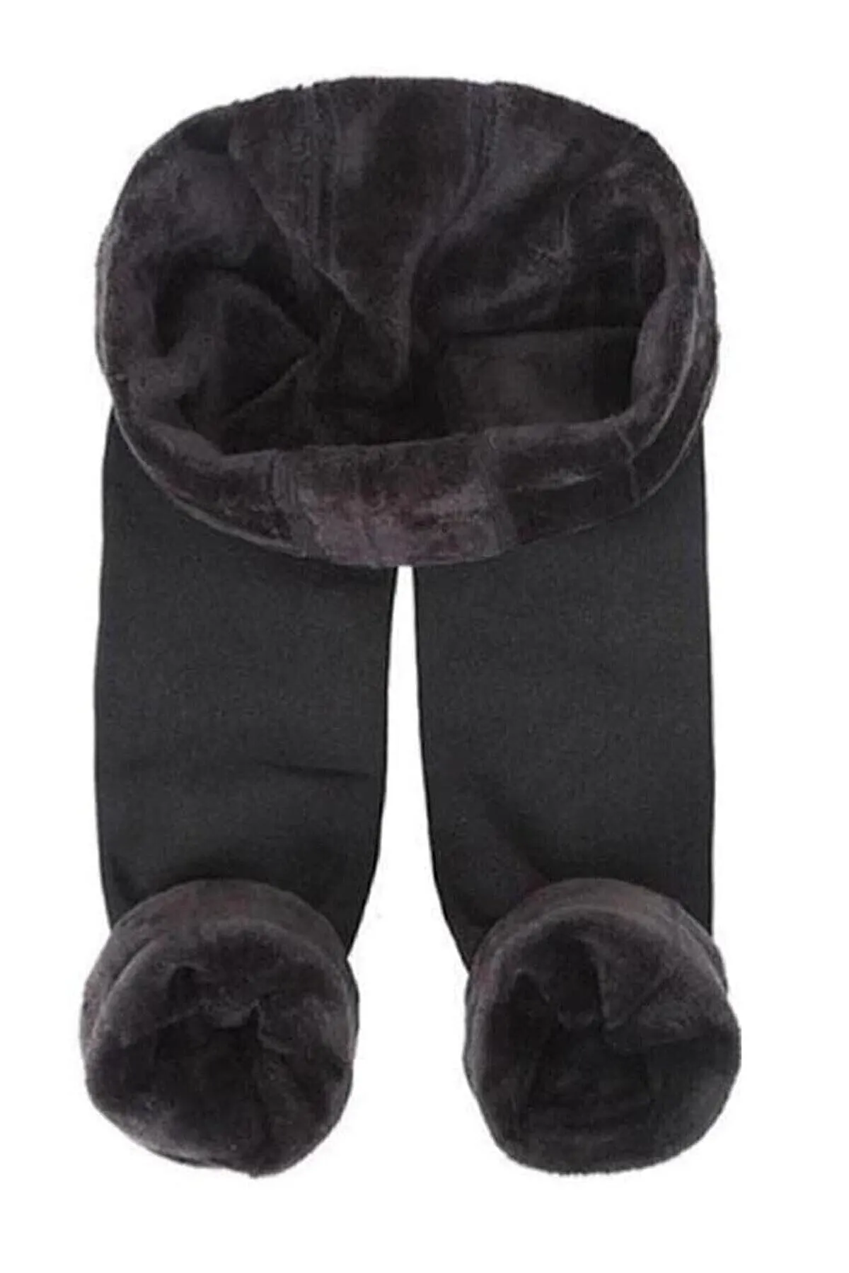 Women's Black Original Plush Winter Gathering Flexible Soft Thermal Leggings