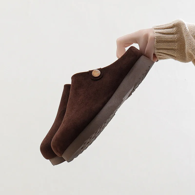 Women's Fleece-lined Thermal Furry Closed Toe Platform Casual Shoes