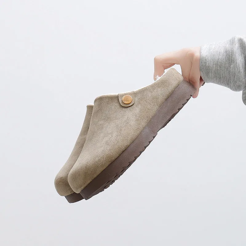 Women's Fleece-lined Thermal Furry Closed Toe Platform Casual Shoes