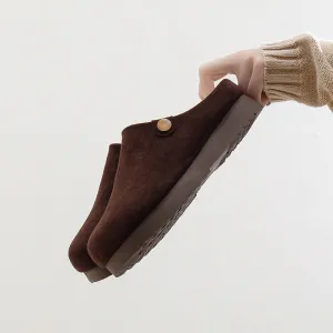 Women's Fleece-lined Thermal Furry Closed Toe Platform Casual Shoes