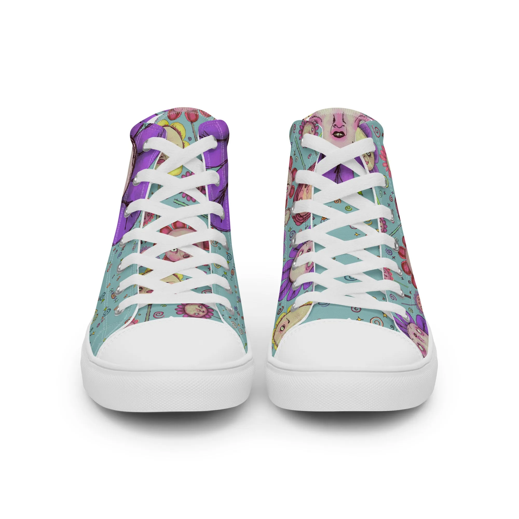 Women’s High Top Canvas Shoes- S1. Flowers and Confetti Mix