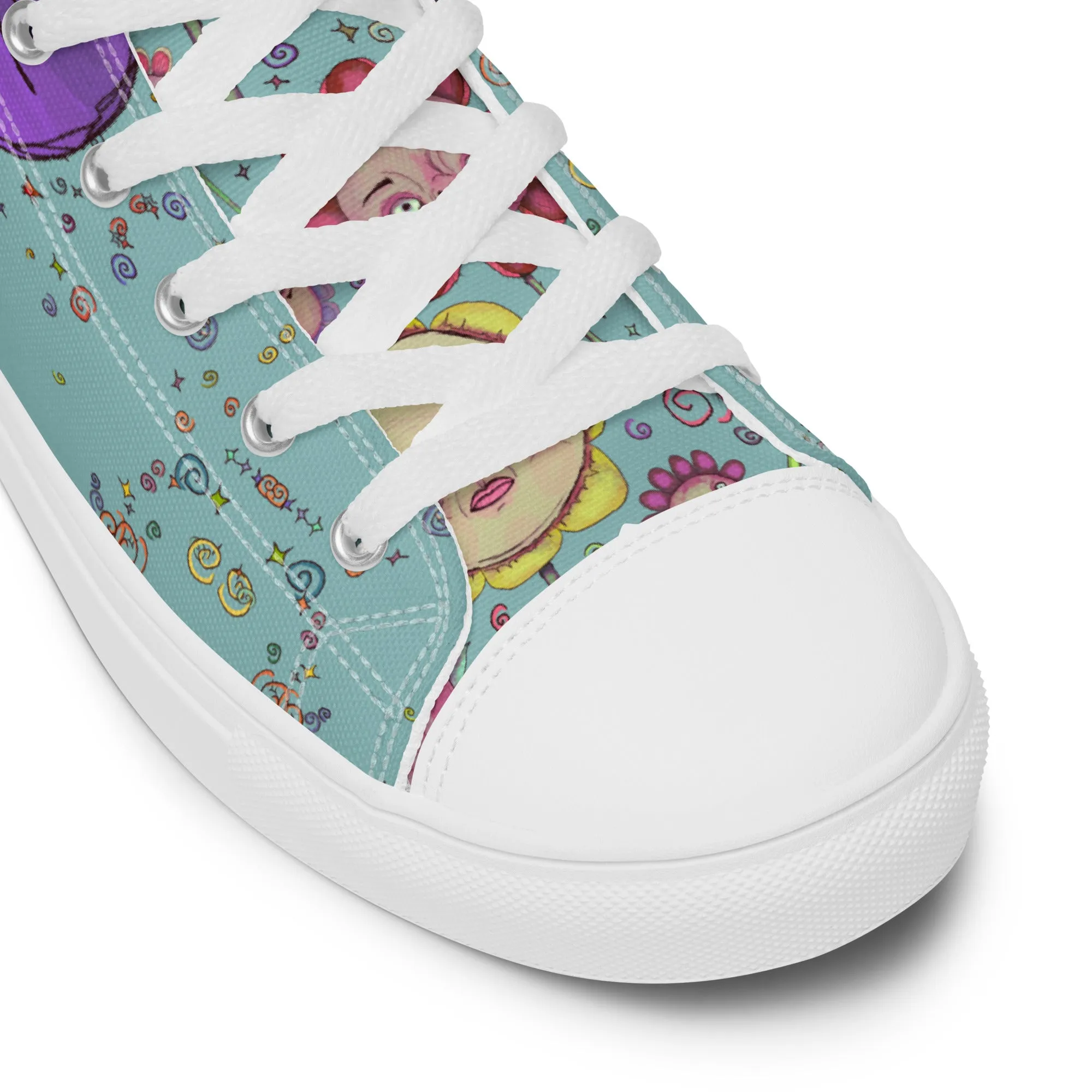 Women’s High Top Canvas Shoes- S1. Flowers and Confetti Mix