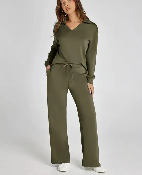 Women’s Lounge Set – Relaxed Fit – Soft Fabric – Drawstring Waist – Two-Piece Set