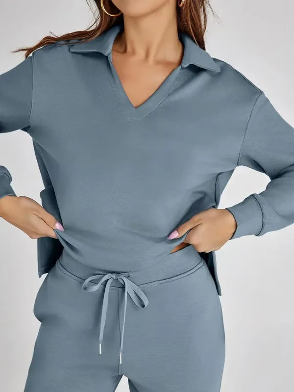 Women’s Lounge Set – Relaxed Fit – Soft Fabric – Drawstring Waist – Two-Piece Set