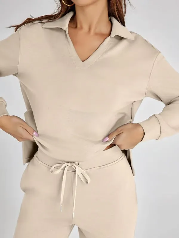 Women’s Lounge Set – Relaxed Fit – Soft Fabric – Drawstring Waist – Two-Piece Set