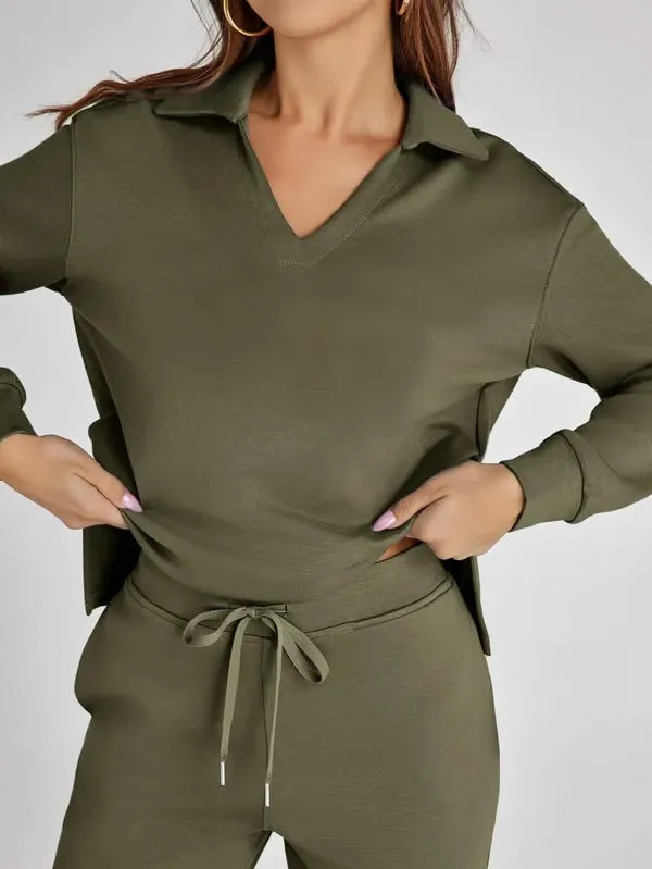 Women’s Lounge Set – Relaxed Fit – Soft Fabric – Drawstring Waist – Two-Piece Set