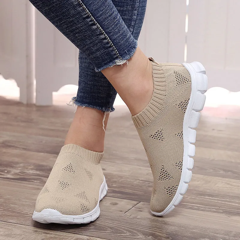 Womens Plus Size 43 Breathable Sneakers | Women Slip on Soft Ladies Casual Running Shoes