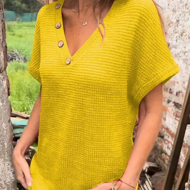 Women’s Stylish V-neck Short-sleeved Top