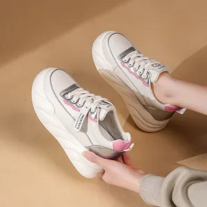 Women's White Spring Thick-soled Versatile Small Height Increasing Men's Shoes