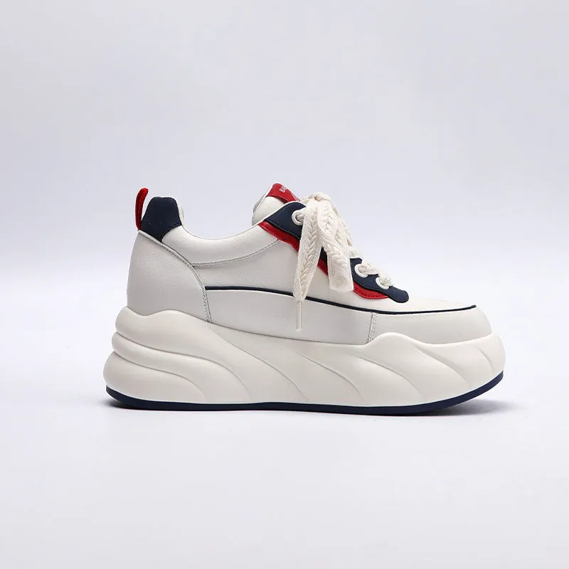Women's White Spring Thick-soled Versatile Small Height Increasing Men's Shoes