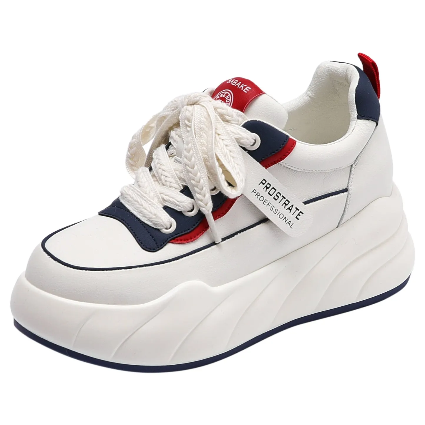 Women's White Spring Thick-soled Versatile Small Height Increasing Men's Shoes