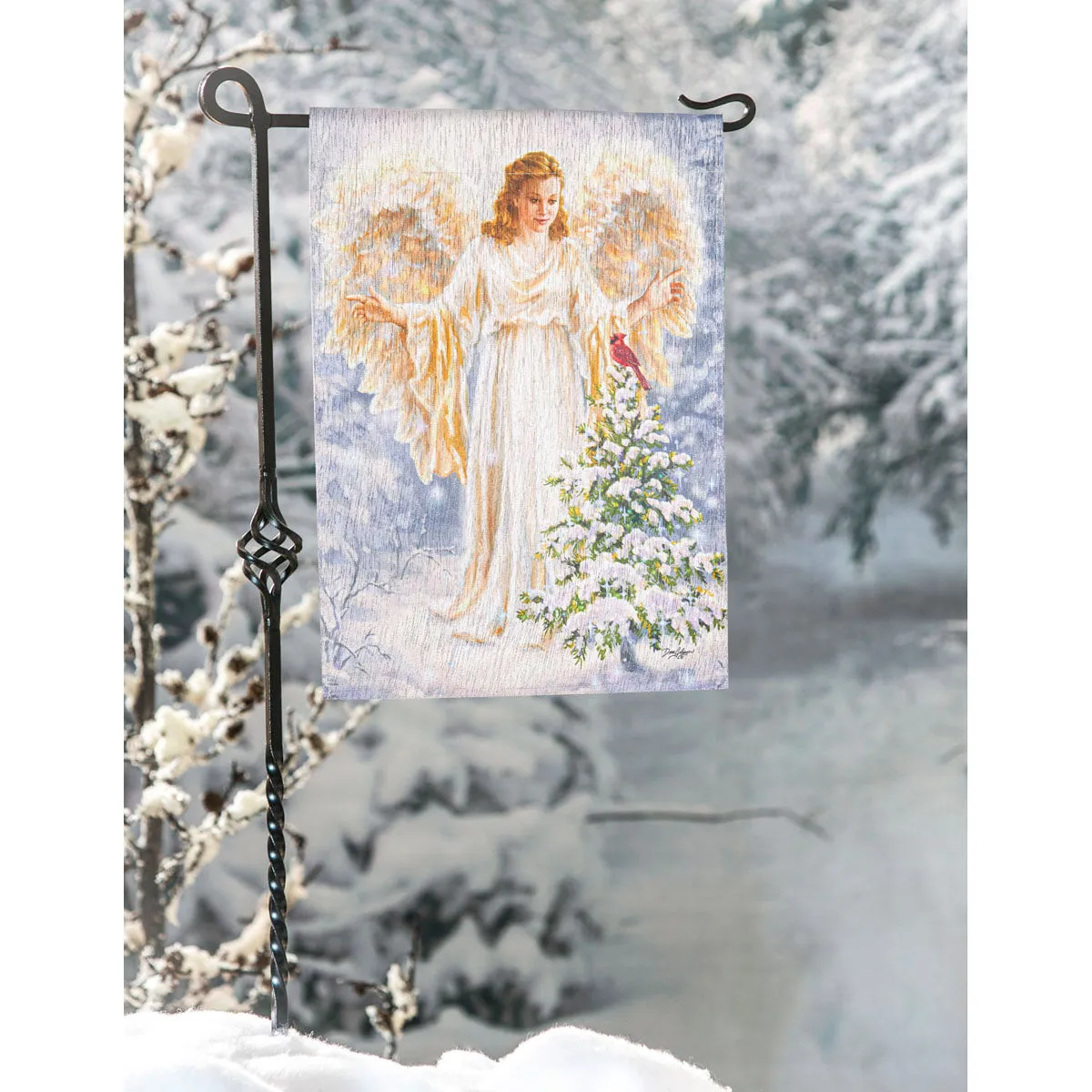 Woodland Angel Garden Glisten Flag