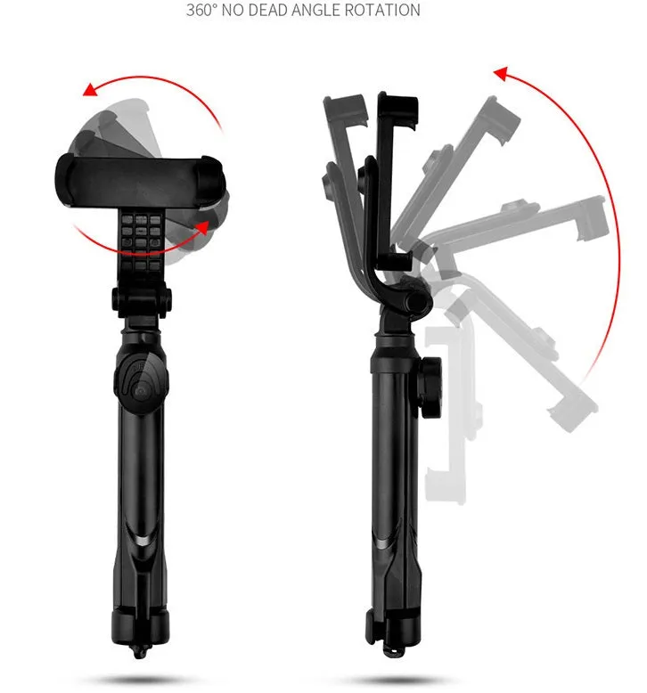 XT09 Tripod Stand Extendable 360?? Rotation Self-timer Bluetooth Selfie Stick Monopod Foldable Live XT10 Mobile Phone Bracket XT09 pink