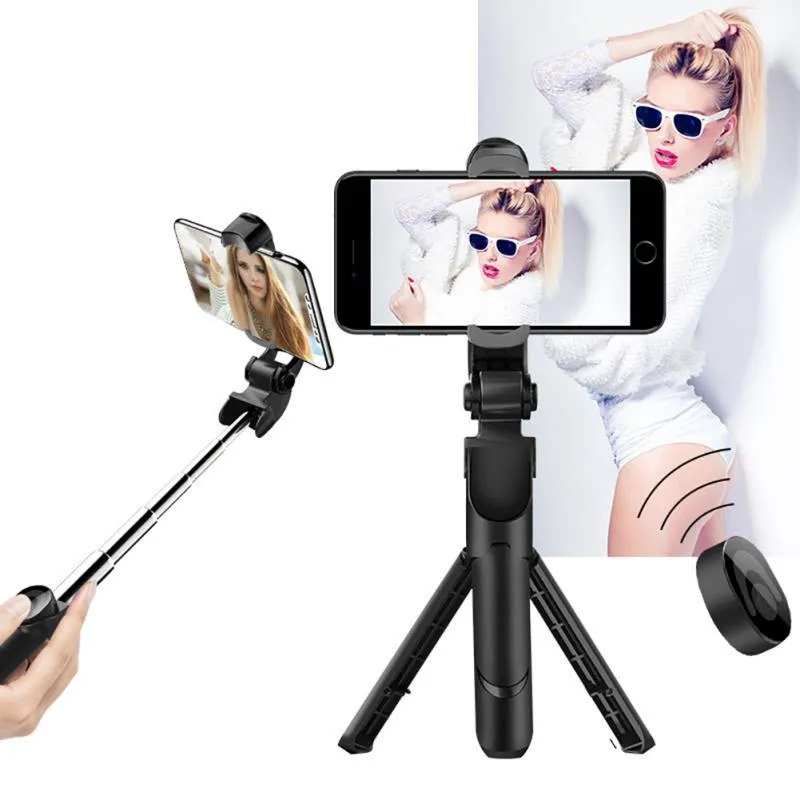 XT09 Tripod Stand Extendable 360?? Rotation Self-timer Bluetooth Selfie Stick Monopod Foldable Live XT10 Mobile Phone Bracket XT09 pink