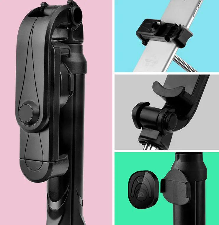 XT09 Tripod Stand Extendable 360?? Rotation Self-timer Bluetooth Selfie Stick Monopod Foldable Live XT10 Mobile Phone Bracket XT09 pink