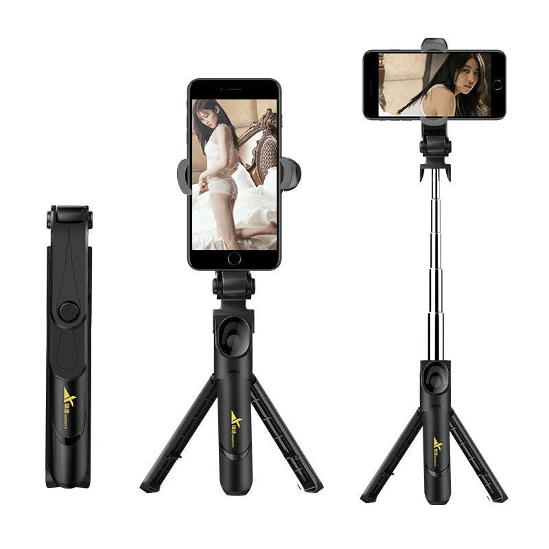 XT09 Tripod Stand Extendable 360?? Rotation Self-timer Bluetooth Selfie Stick Monopod Foldable Live XT10 Mobile Phone Bracket XT09 pink