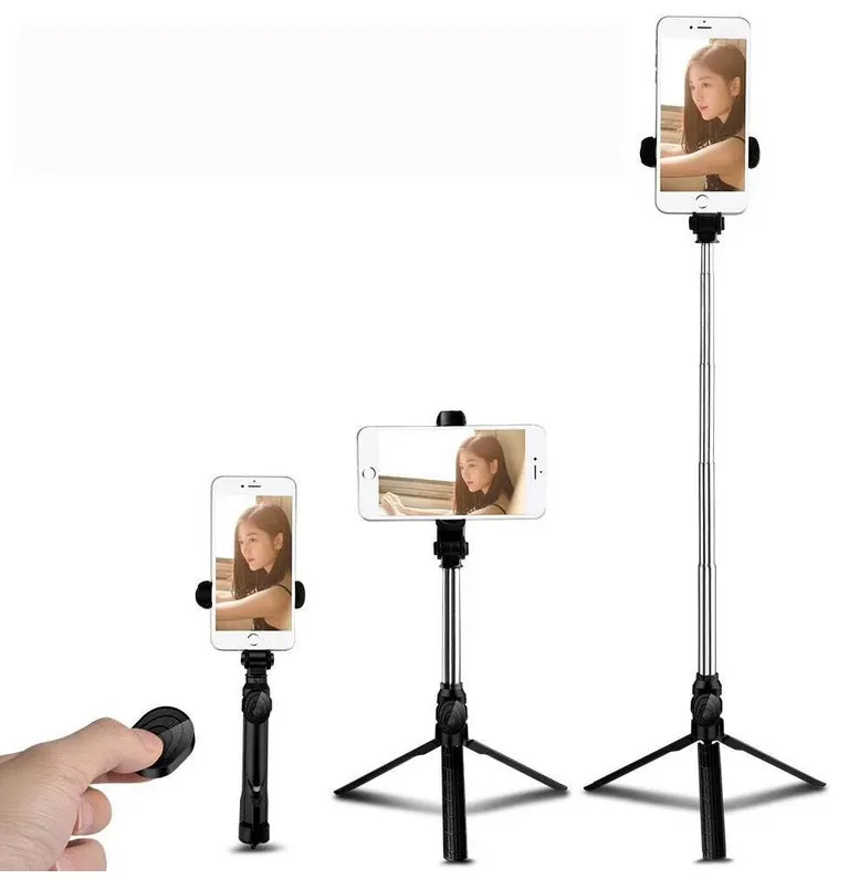 XT09 Tripod Stand Extendable 360?? Rotation Self-timer Bluetooth Selfie Stick Monopod Foldable Live XT10 Mobile Phone Bracket XT09 pink