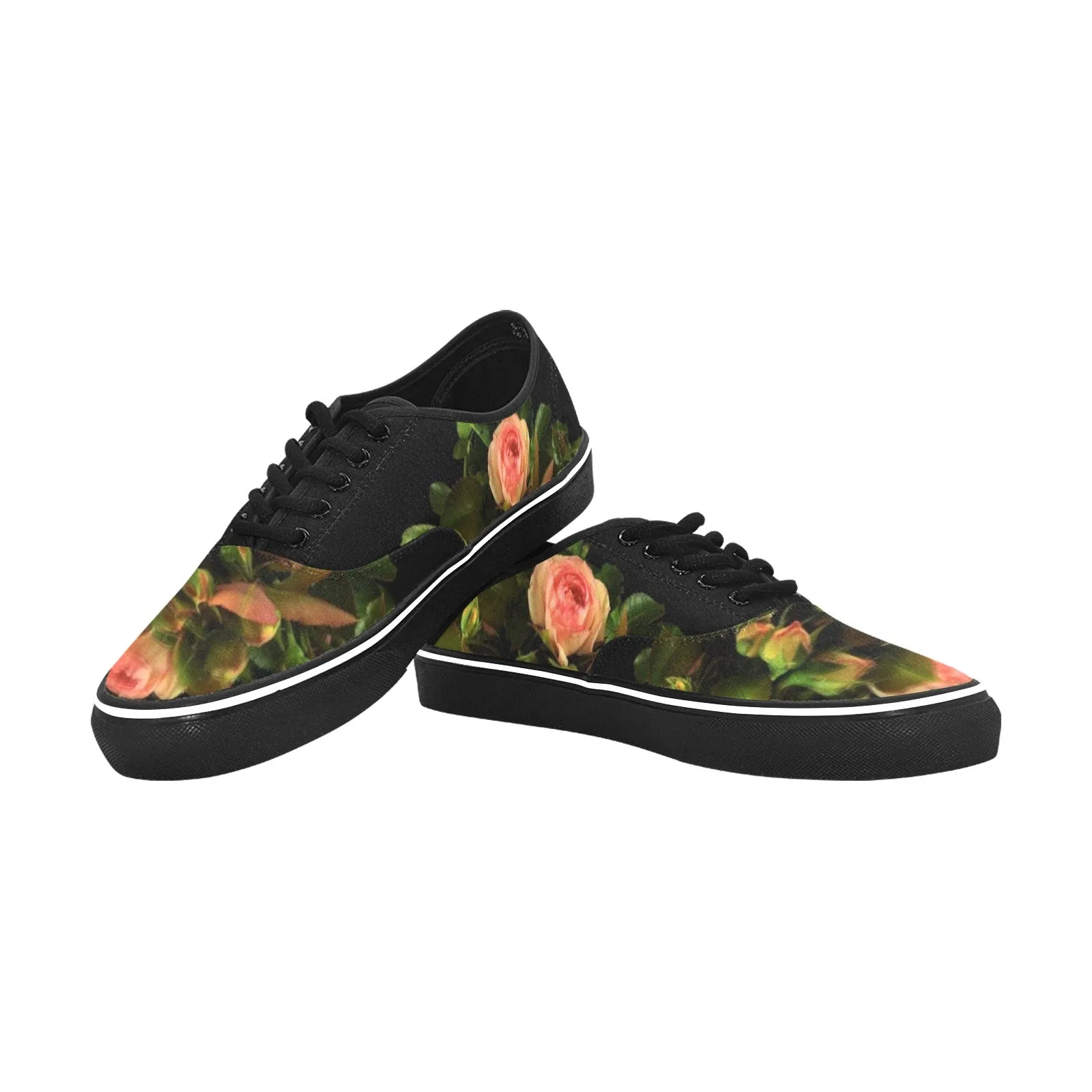 Zahrah Rose Low Top  Canvas Shoes- Black Sole