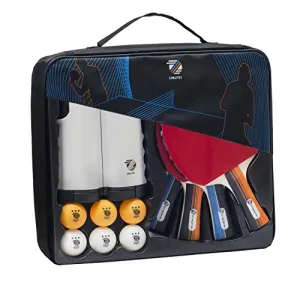 ZIRUTZI Table Tennis Set with Retractable Ping Pong Net ‚ Table Tennis Paddles Set (4 Table Tennis Rackets) - 6 Ping Pong Balls - Premium Carrying Case - Complete Bundle Play Anywhere